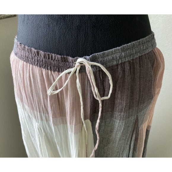 Sundance Boho Long Layered Peasant Skirt Lagenlook Women XS Pink Gray Plaid - Picture 2 of 13